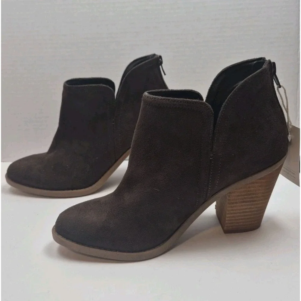 Joie Booties Womens 7.5M Brown Kayden Block Heel Back Zip Ankle Cowgirl Boot EUC